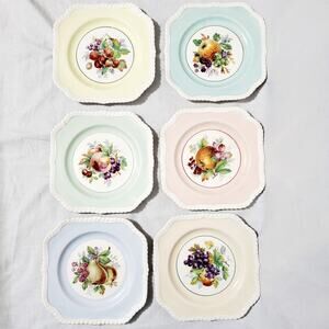 Set (6) Johnson Brothers Beau “Fruit Of The Vine" Old English Side Plates 7.75"